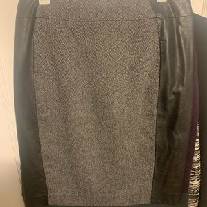 Tweed and leather skirt
